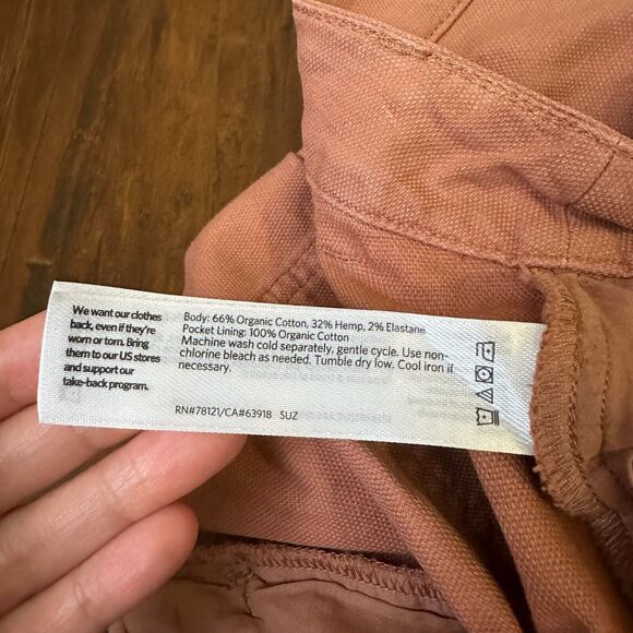 EILEEN FISHER Cotton Hemp Stretch Straight Pants Chino Washed Red - Picture 9 of 12